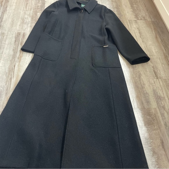 Geiger Black Wool Full Trench Coat Size 40 - Picture 1 of 5